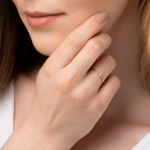Lausanne | Inel Solitaire Diamant 3mm G SI1 | Aur Alb 18K