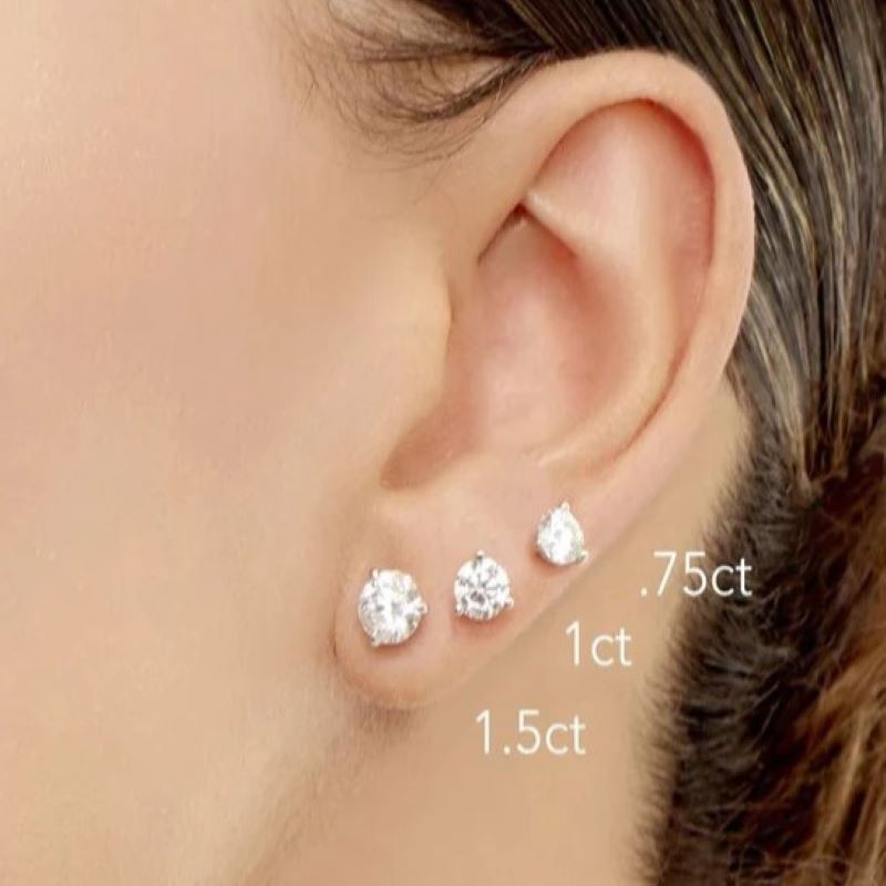 Round Brilliant 1.02ct Diamond 4 Claw Stud Earrings - London Collection