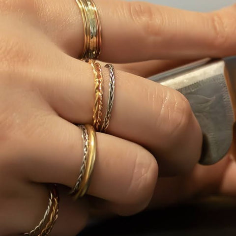 14K white gold braided ring