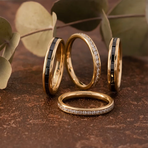 Inel Eternity cu diamante albe 0.66ct din aur galben de 18k