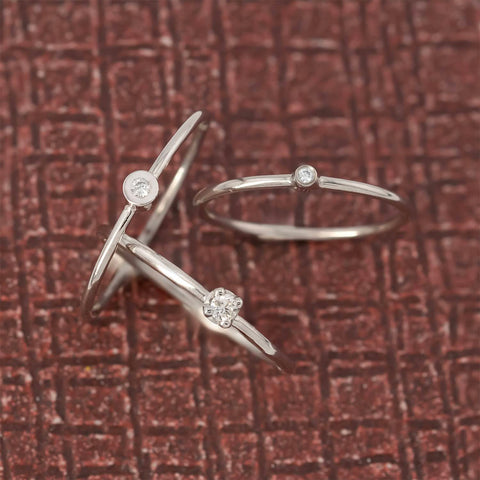 Bubbles ring with 14K white gold zirconia