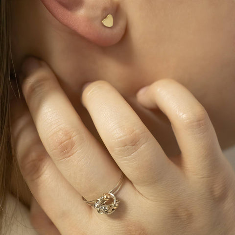 14K yellow gold heart earrings