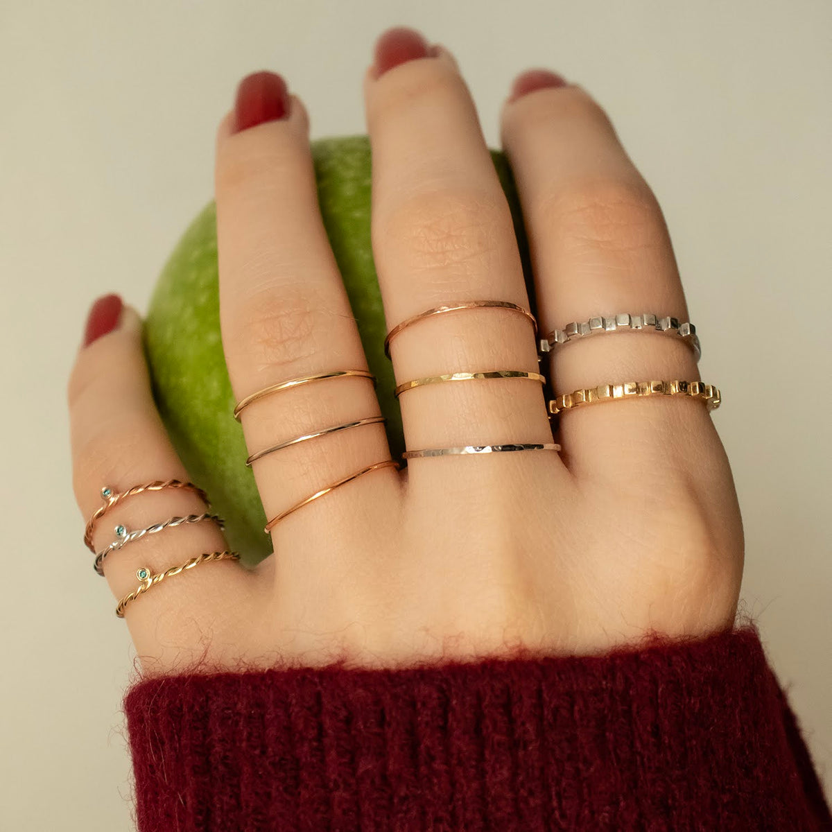 Inel unisex Maxi Essential din aur roz 14K