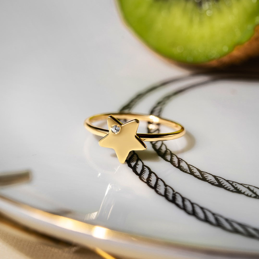 18K yellow gold Star ring