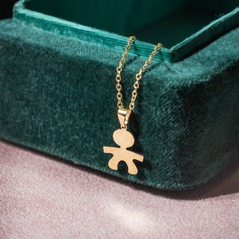 Pandant Baietel aur roz 14K