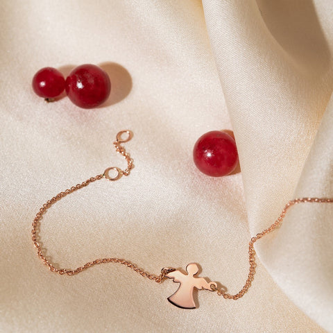 Bratara cu Ingeras aur roz 14K