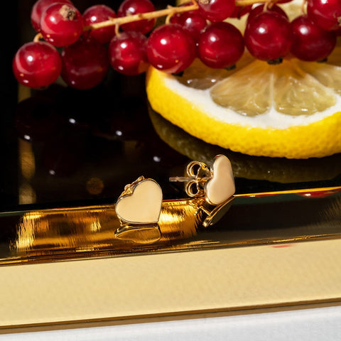 14K yellow gold heart earrings