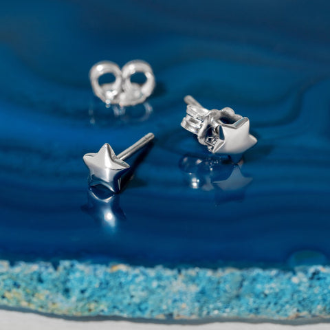 18K white gold Star earrings