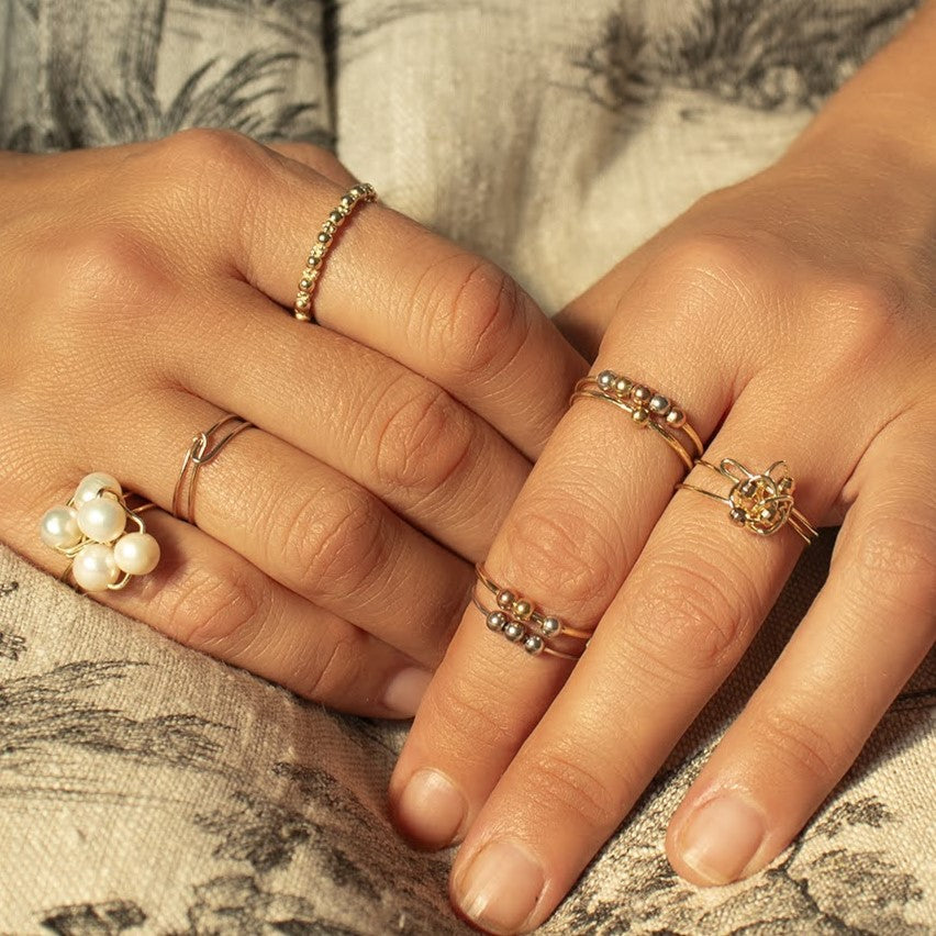 Inel 3 Bilute din aur galben de 14K