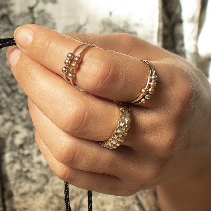 Inel 3 Bilute din aur alb de 14K