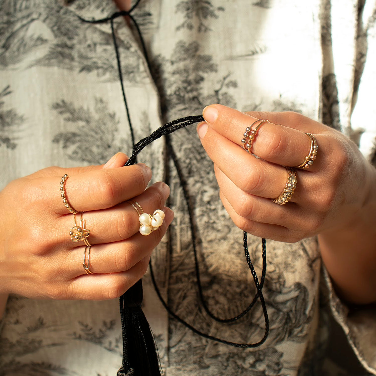 Inel 3 Bilute din aur roz de 14K