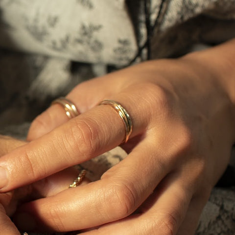 14K multicolored gold Tris ring
