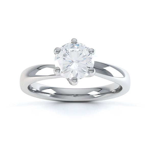 Round Brilliant Cut 0.50ct Diamond Engagement Ring 6 Claw- London Collection