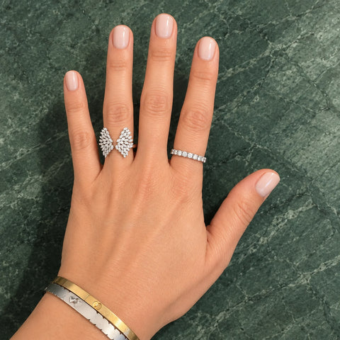 Bubbles ring with 14K white gold zirconia