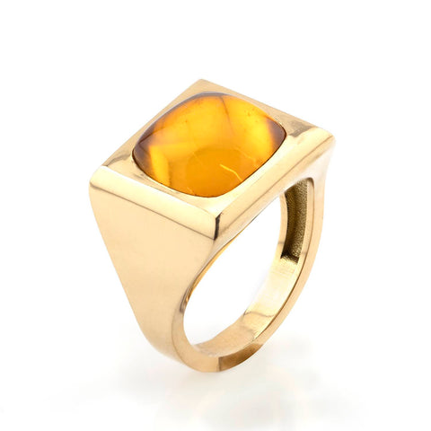 Inel signet cu chihlimbar 1.56ct din aur galben 18k