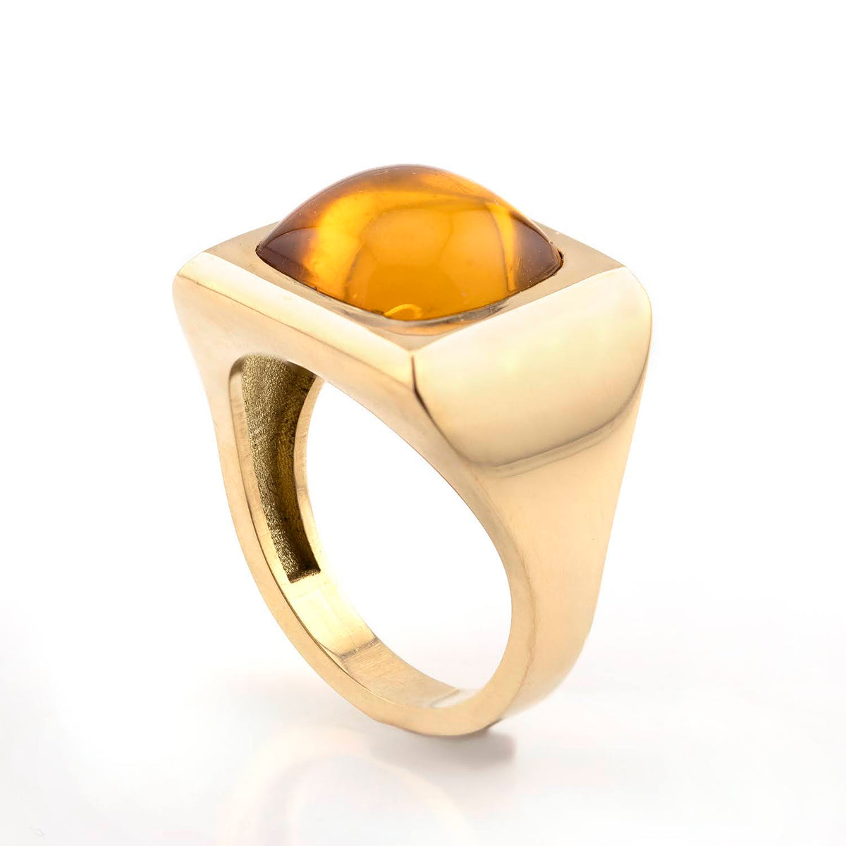 Inel signet cu chihlimbar 1.56ct din aur galben 18k