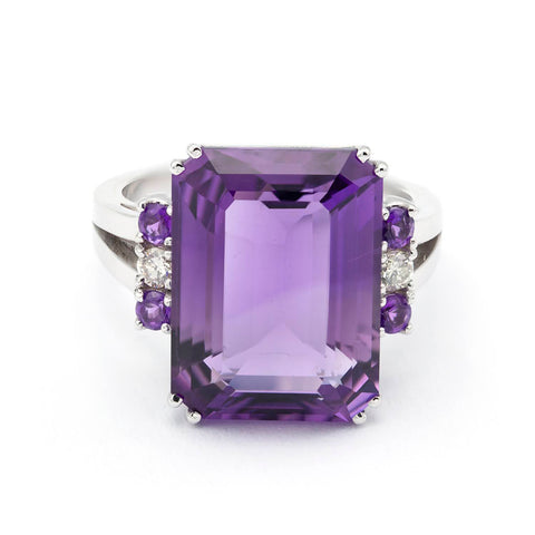 Inel de logodna Amethyst 10.30ct din aur alb de 18K