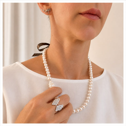Atena | Inel Aripi Pave Diamante 0.58ct G-H VS | Aur Alb 18K