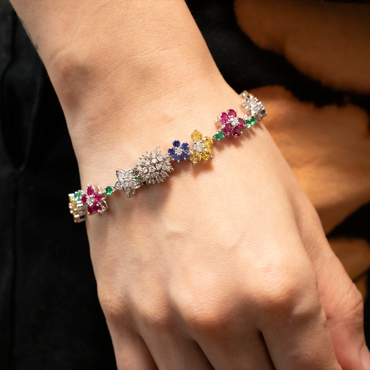 Tennis bracelet with 1.50ct black diamonds in 18K gold