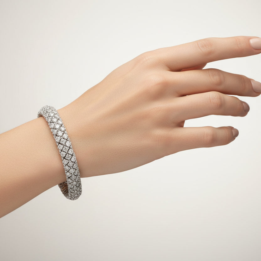 Bratara tennis cu diamante 12.21ct din aur alb 18k