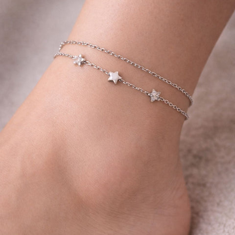 Simple 18K white gold bracelet -23cm