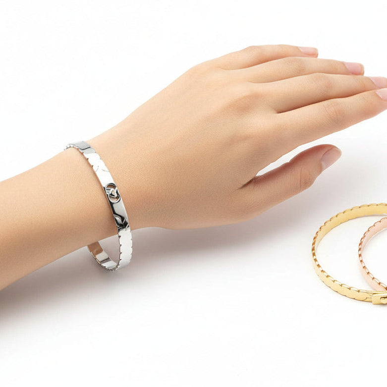 Bratara fixa spic de grau din aur alb 18K