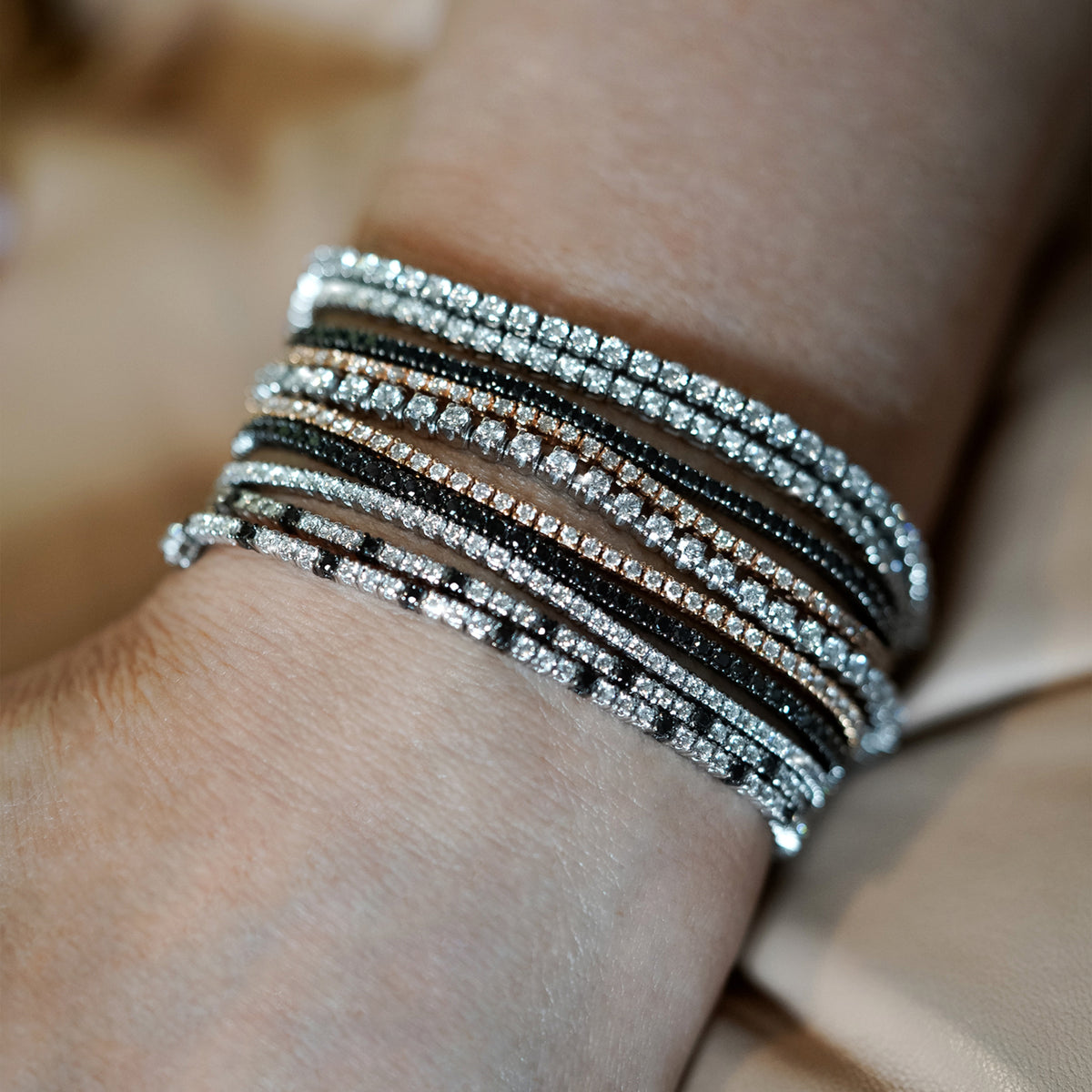 Bratara tennis cu diamante 1.25ct din aur roz 18K