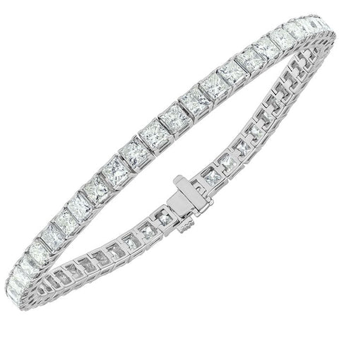 Bratara tennis cu diamante 4.00ct princess cut din aur alb 18k