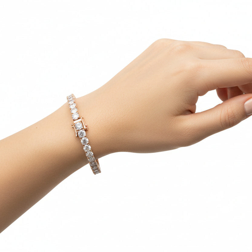 Bratara tennis cu diamante 7.80ct din aur roz 18K