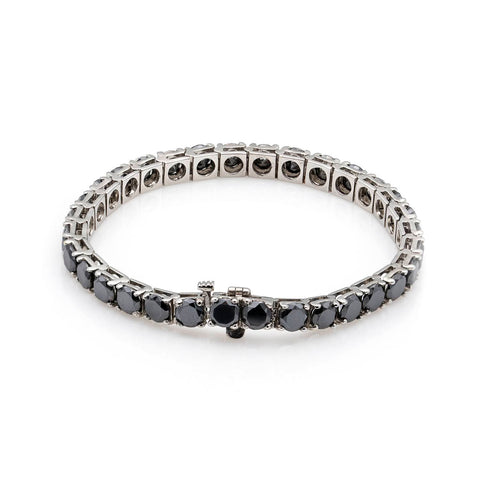 Tennis bracelet with 1.50ct black diamonds in 18K gold
