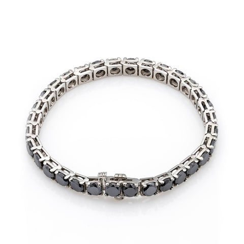 Tennis bracelet with 1.50ct black diamonds in 18K gold