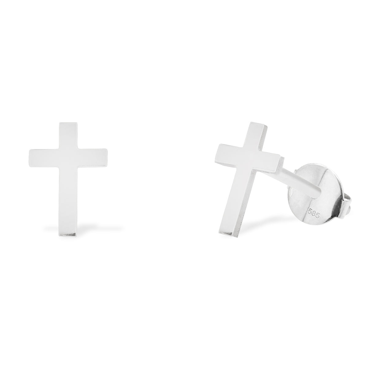 14k white gold Cross earrings