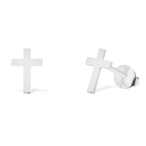 14k white gold Cross earrings