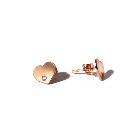 Cercei Inima aur roz 18K