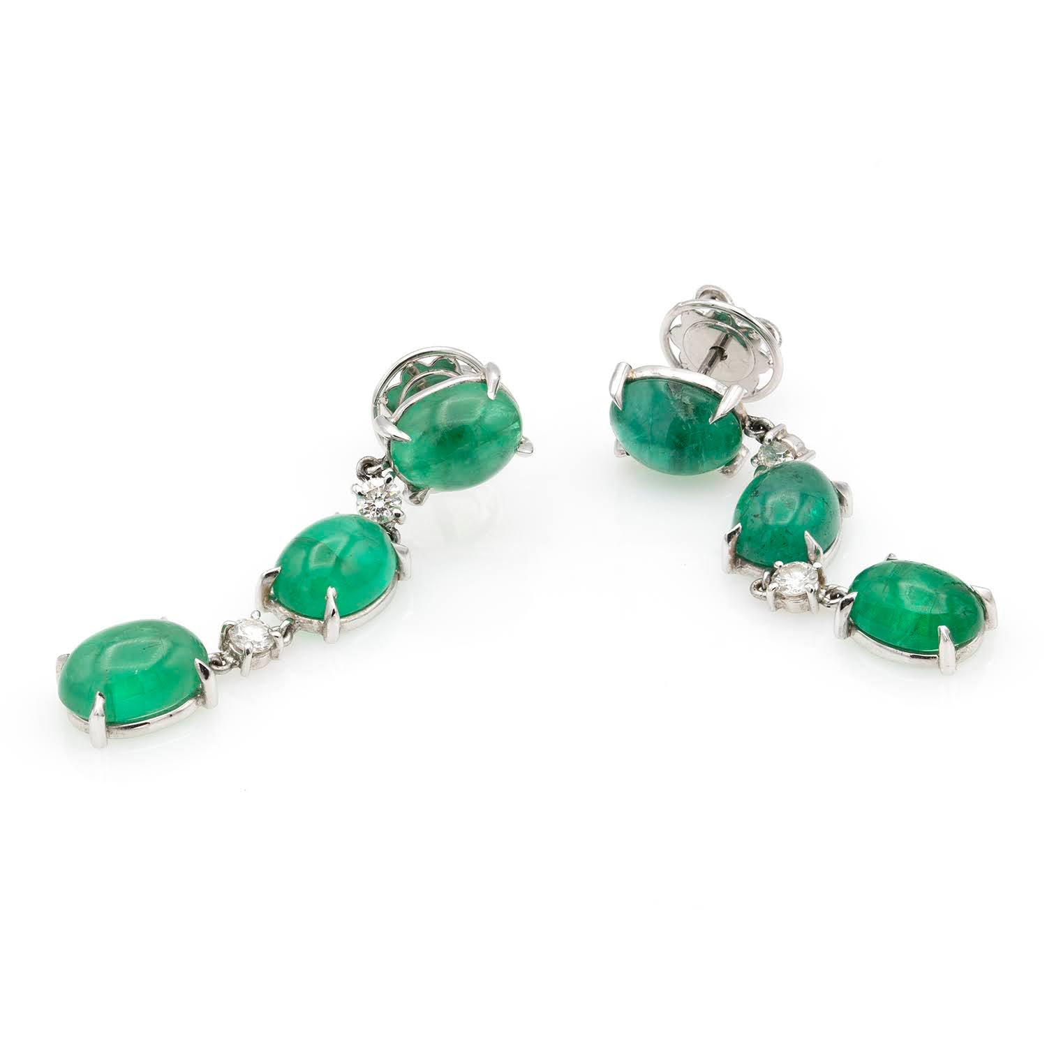 Cabochon Emerald 11.60ct Rocks Earrings – Milan Collection