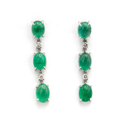 Cabochon Emerald 11.60ct Rocks Earrings – Milan Collection