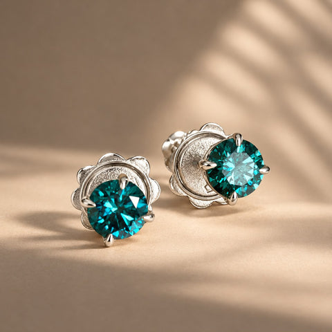Cascais | Cercei cu Diamante Blue 0.51ct, aur alb 18k