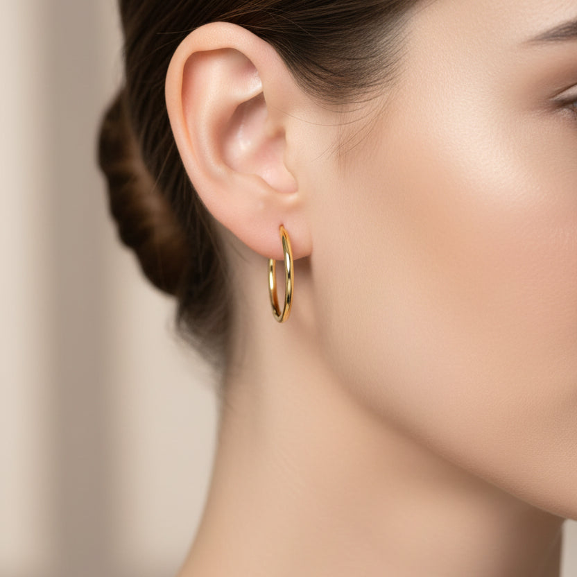14K yellow gold heart earrings
