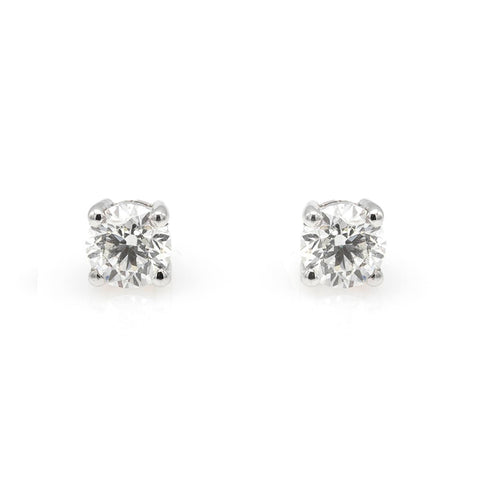 Cercei Solitaire diamante albe 0.81ct din aur alb de 18k