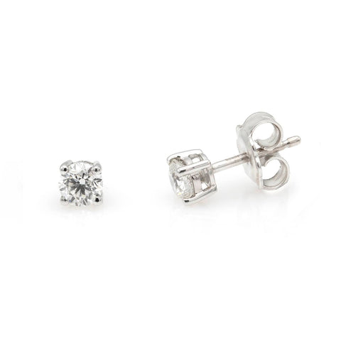 Cercei Solitaire diamante albe 0.81ct din aur alb de 18k