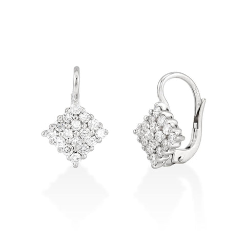 Cercei cu diamante albe din aur alb de 18k