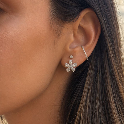 Cercel din aur 18k pave din diamante naturale