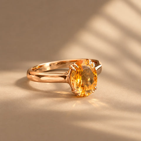 Taormina | Inel Citrin Oval Cut 1.90ct | Aur Galben 14K