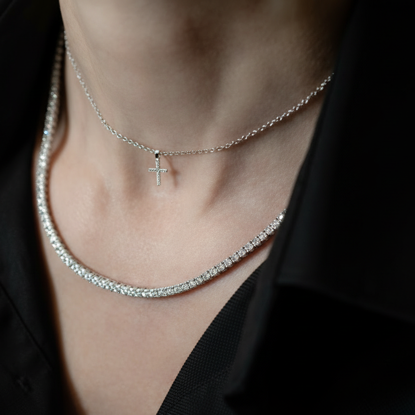 Tennis necklace with diamonds 2.90ct in 18K gold