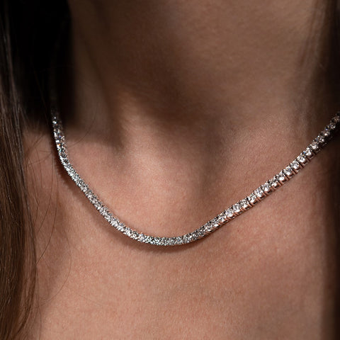 Colier Tennis cu diamante 13.08ct din aur alb de 18K