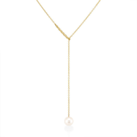 Midi cultured gray pearl necklace, 14k white gold - 38cm