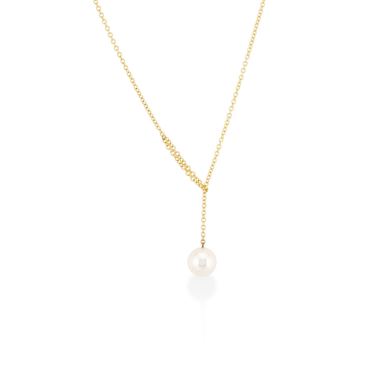 Midi cultured gray pearl necklace, 14k white gold - 38cm