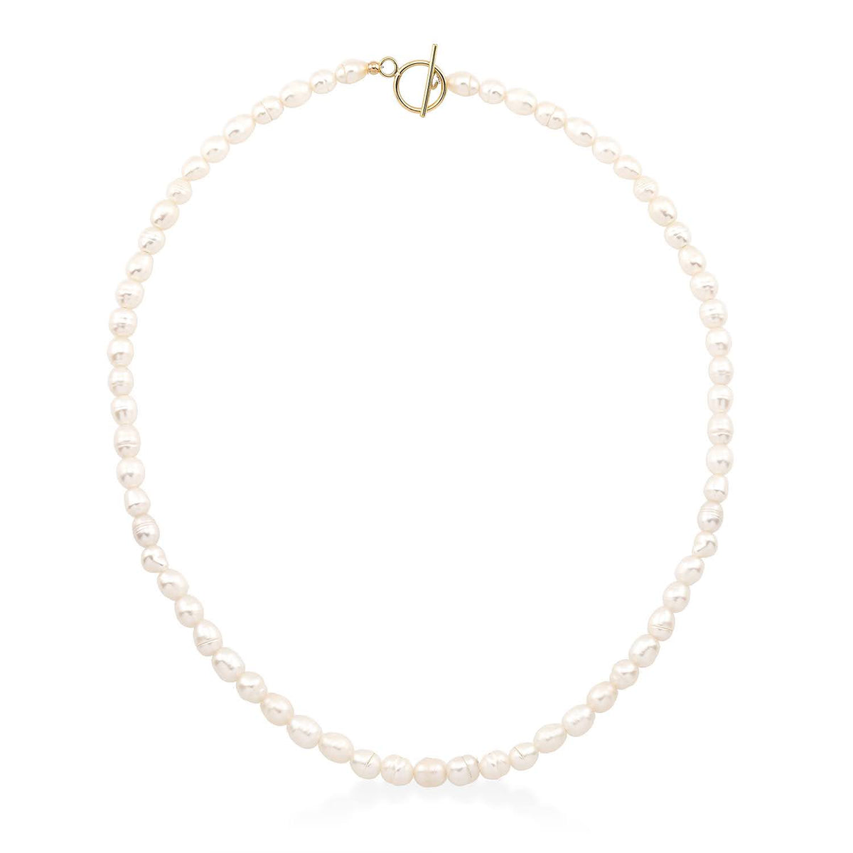 Colier din perle albe cultura si aur galben de 14k