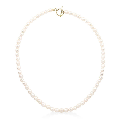 Midi cultured gray pearl necklace, 14k white gold - 38cm