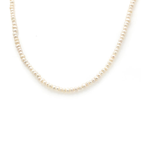 Midi cultured gray pearl necklace, 14k white gold - 38cm